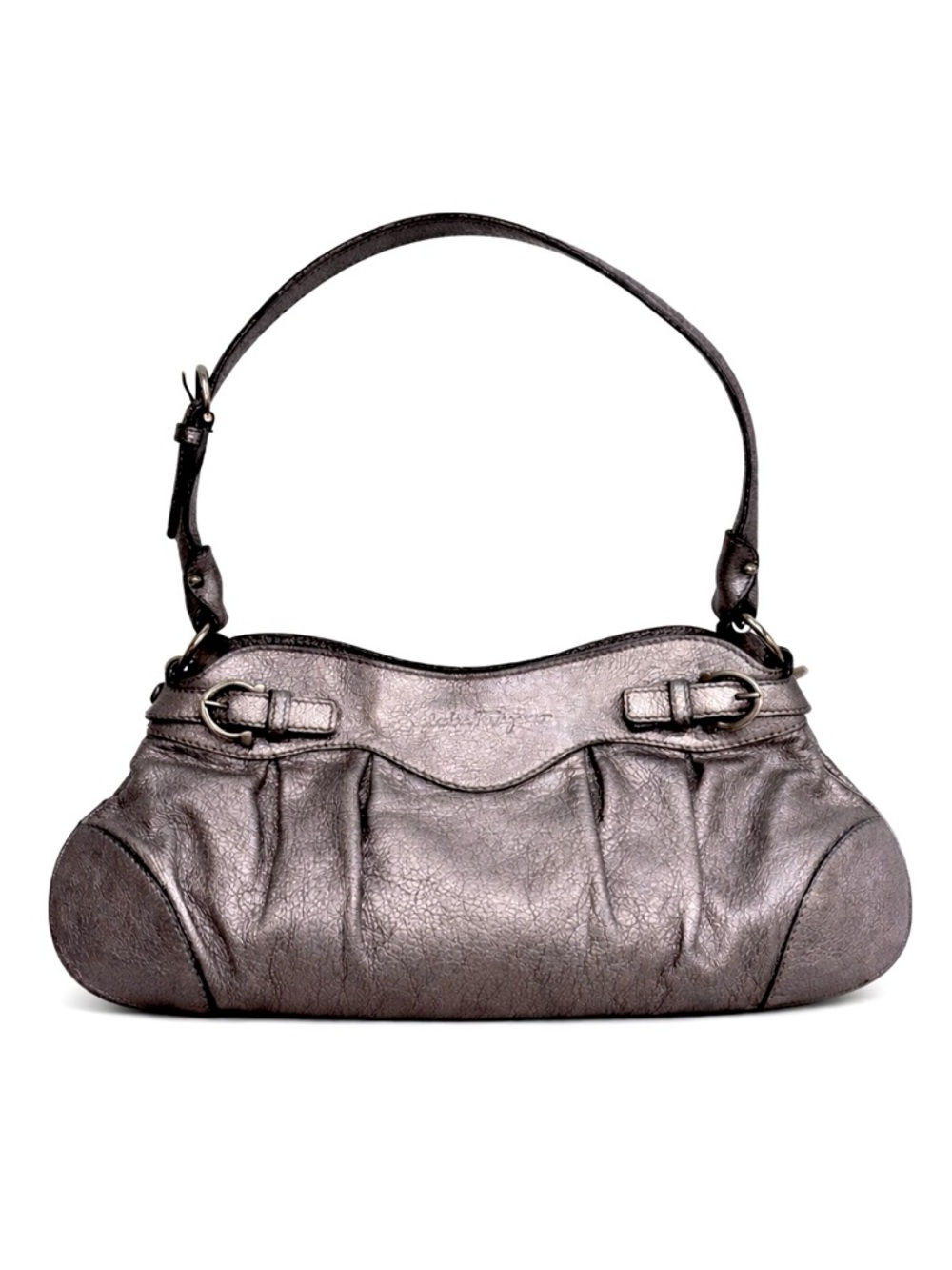 Salvatore Ferragamo Marisa Silver Metallic Calfskin Pochette Shoulder Bag